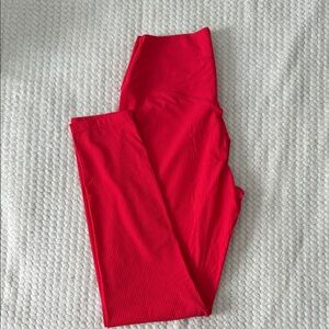 PARAGON Ribbed Bright Red High-Rise Leggings